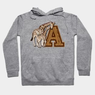 Mom and Baby Giraffe Monogram A Hoodie